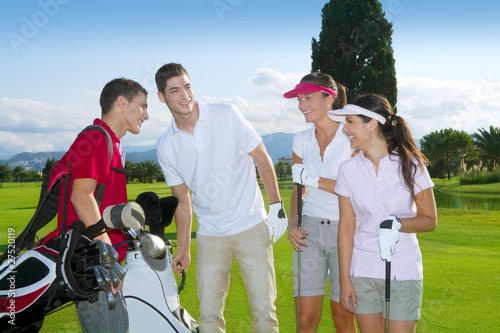 Photo: Golf course people group young players team Golf course people group young players team