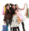 Happy asian woman shopping concept isolated studio shot