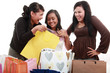 Happy asian woman shopping concept isolated studio shot
