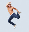 Young male dancer jumping and dancing - Copyspace Young male dancer jumping and dancing - Copyspace