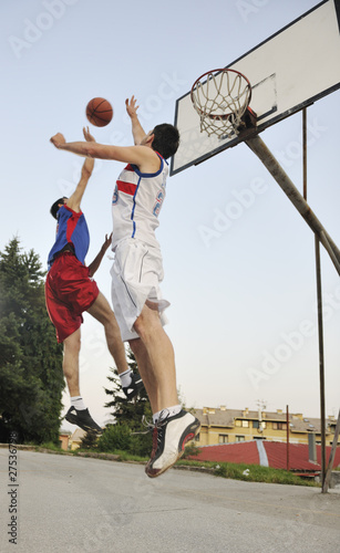 Photo: streetball game at early morning streetball game at early morning