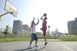 streetball  game at early morning