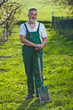 portrait of a senior man gardening in his garden