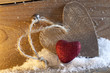 Wooden heart in red Wooden heart in red