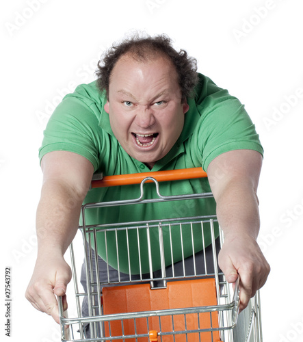 Photo: homme furieux stressé au supermarché courses homme furieux stressé au supermarché courses