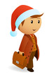 Cartoon christmas businessman with briefcase