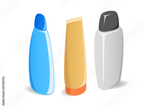 Vector: Set of cartoon shiny cosmetic tubes Set of cartoon shiny cosmetic tubes