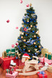 Christmas tree and rain of gifts