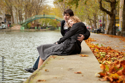 Photo: Dating couple in Paris on canal Saint-Martin Dating couple in Paris on canal Saint-Martin