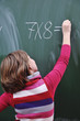 happy school girl on math classes