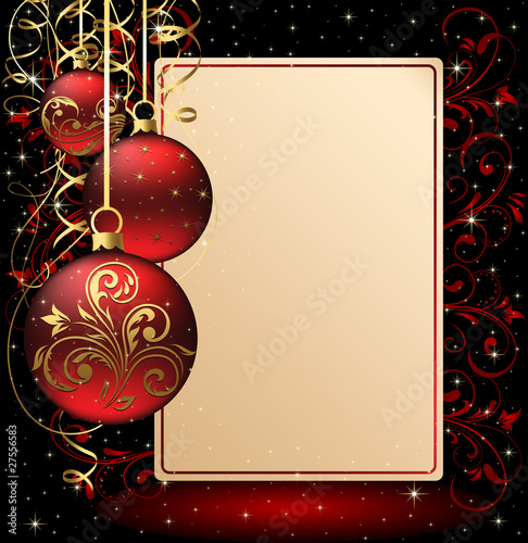 Vector: Background with paper and Christmas balls Background with paper and Christmas balls