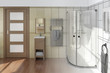 Bathroom with a shower (3d)