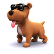 Illustration: 3d Small dog wearing sunglasses 3d Small dog wearing sunglasses