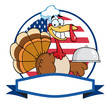 Turkey Chef Serving A Platter Over A Circle