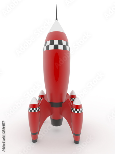 Illustration: Model of rocket on white isolated background Model of rocket on white isolated background
