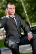 business man talk by mobile phone. Student