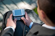 business man talk by mobile phone. Student