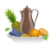 Fruit on a plate with pitcher