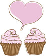 Vector: Two Cupcakes In Love Two Cupcakes In Love