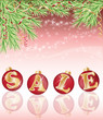 New year sale card with christmas balls, vector illustration New year sale card with christmas balls, vector illustration