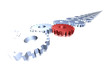 Illustration: Gears (one red) isolated on white Gears (one red) isolated on white