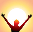 vector silhouette of a girl with raised hands