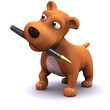 3d Dog with pen