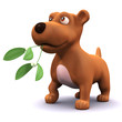 3d Doggy with mistletoe