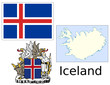 Iceland flag national emblem map