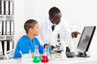 two african scientists working in lab