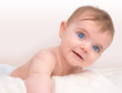 Happy Little Baby on White Blanket Happy Little Baby on White Blanket