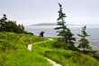 Father and children at Atlantic coast in Newfoundland
