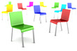 many color chairs isolated on white background