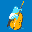 taube spielt kontrabass