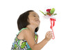 cute girl with flower gift