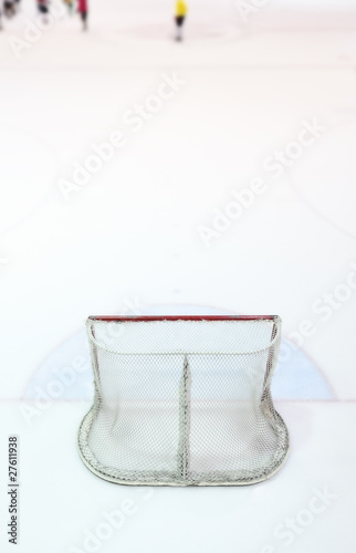 Photo: empty ice hokey net empty ice hokey net