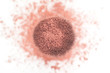 upper view of a blush brush, with pink blush on it