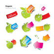 Set of stickers and icons of healthy and organic food