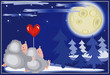 Hedgehogs looks on the moon.