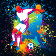 Football players with a soccer ball