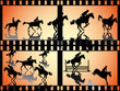 Vektor: Springreitergruppen in vier Filmstreifen Springreitergruppen in vier Filmstreifen