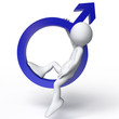 3D human sitting on the symbol of male