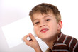 Boy holding the blank page