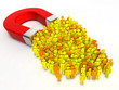 Illustration: Magnet attracts people Magnet attracts people