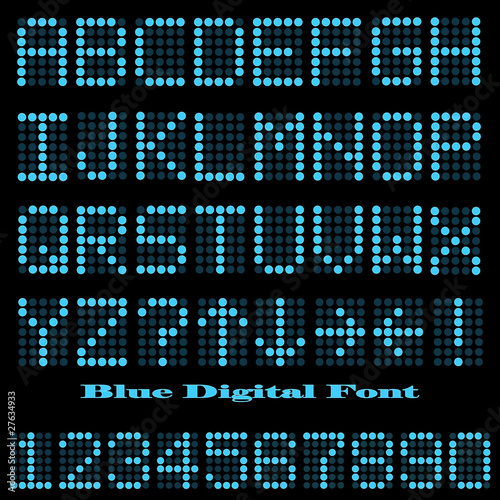 Vector: Blue Digital Font Blue Digital Font