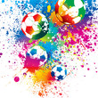 The colorful footballs on a white background