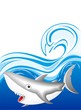 Squalo Cartoon Sondo-Shark Cartoon Background-Vector