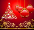 Christmas tree balls with a red background Christmas tree balls with a red background