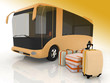 Bus and luggage on a white background Bus and luggage on a white background