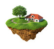 Little fine island / planet. Lawn with house and tree. Little fine island / planet. Lawn with house and tree.